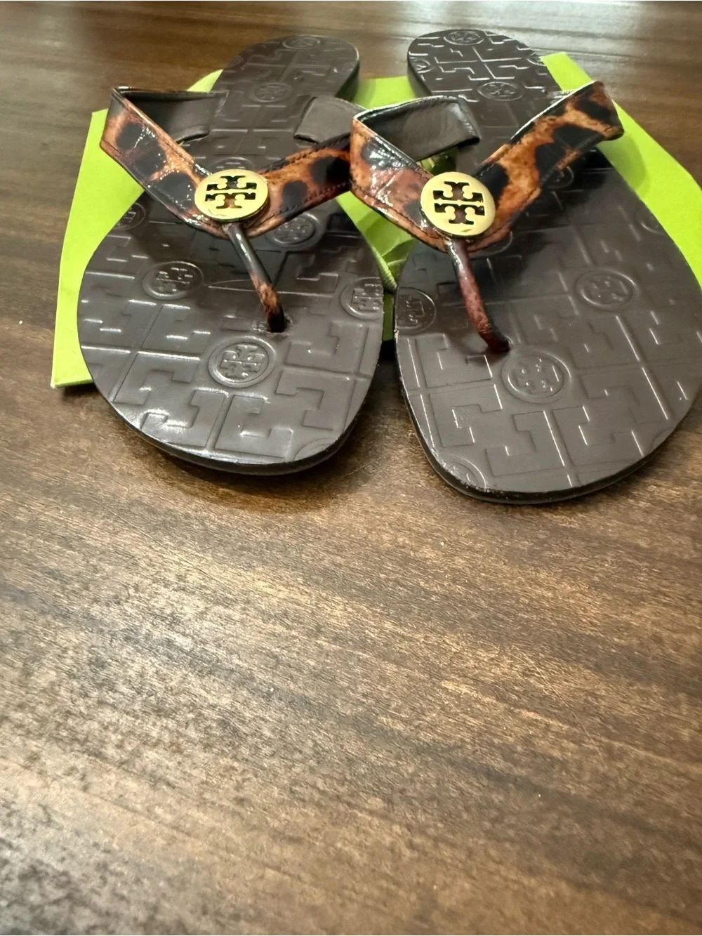 Tory Burch Leopardt-Print Miller Thong Sandals with Gold Logo